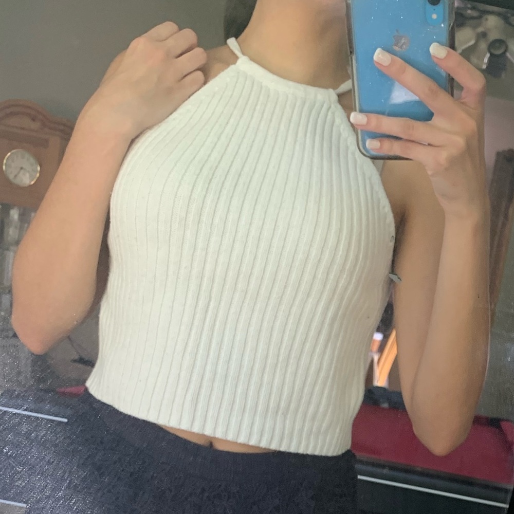 High-Neck Sweater Crop Top